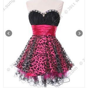 BEAUTIFUL pink and black leopard print homecoming dress